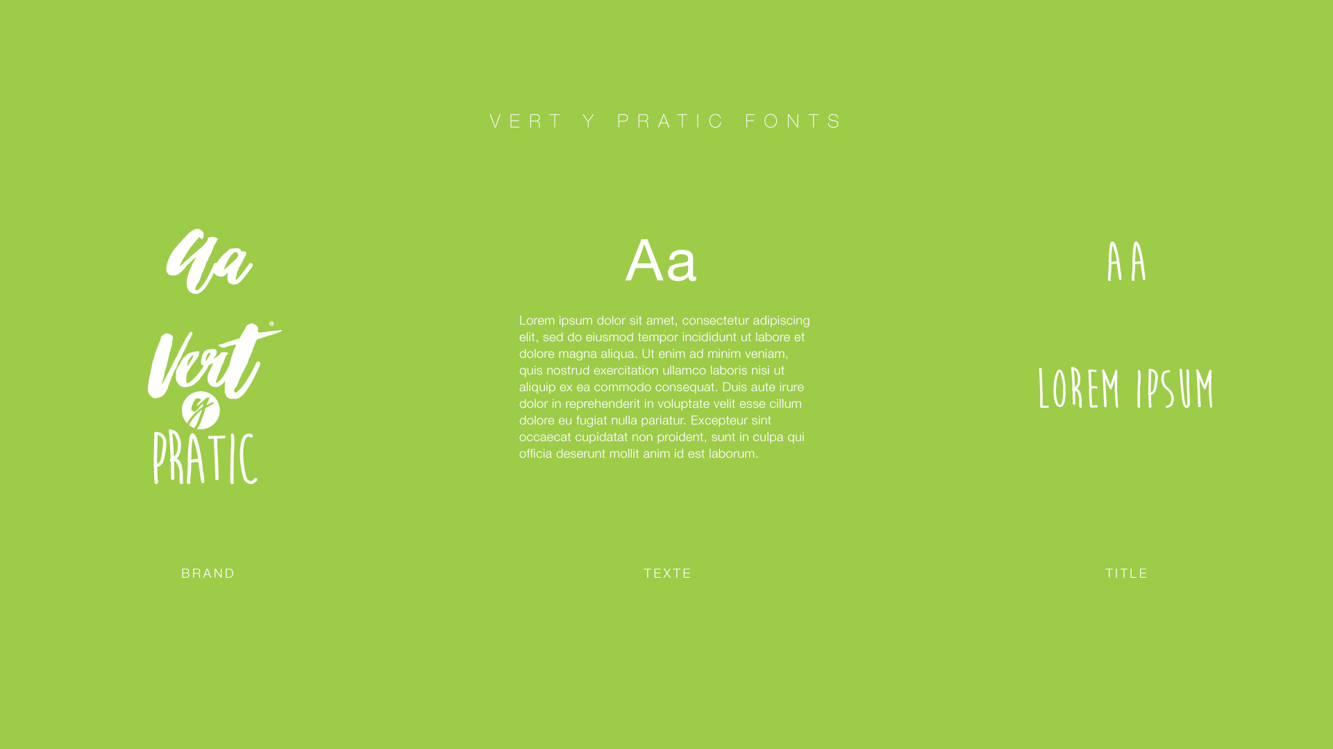 Typographies charte graphique Vert y Pratic
